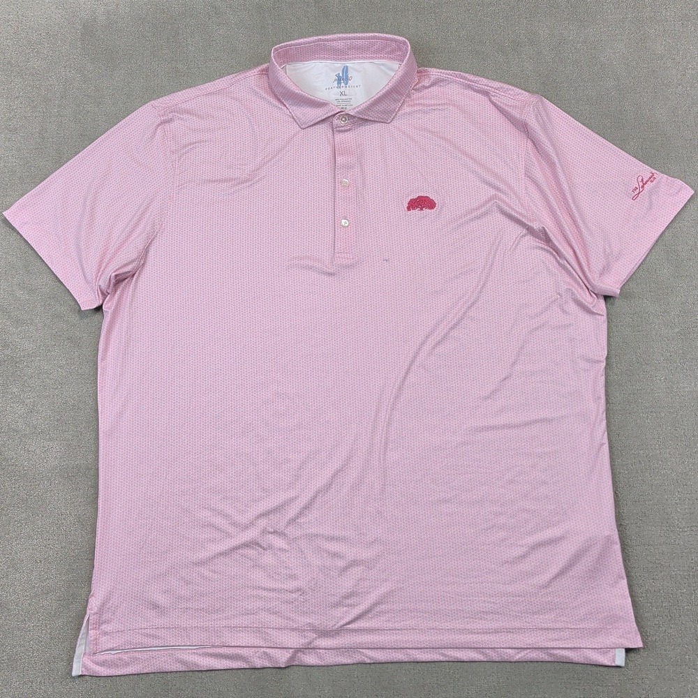 johnnie-O The Legends Club Mens XL Pink Micro Dot Featherweight Golf Polo Tree